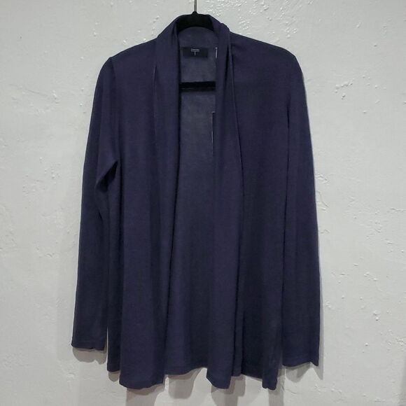 Tahari 100% Linen Open Sweater in Navy Blue Size M - Picture 2 of 9
